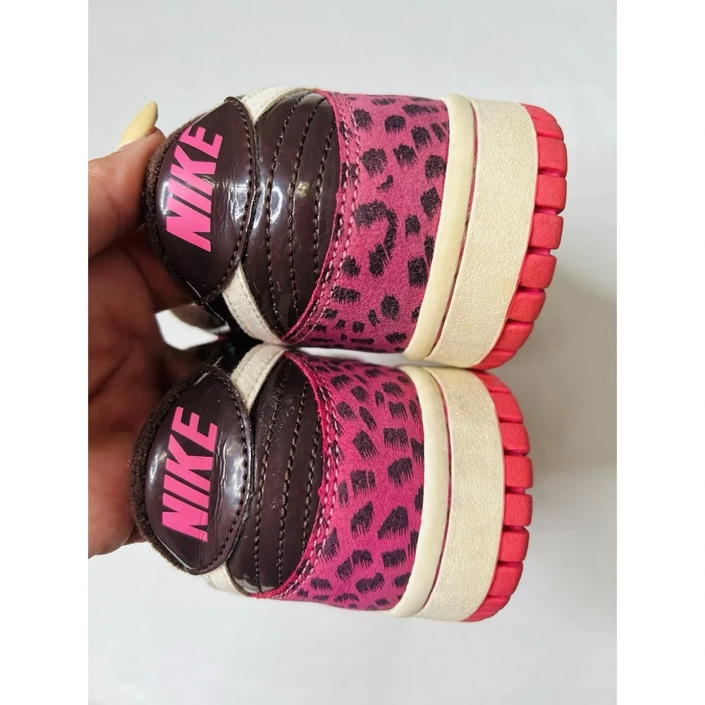 Nike Dunk Low GS Sail Dark Cinder‎ Laser Pink White Leopard 309601-211 Size 5.5Y